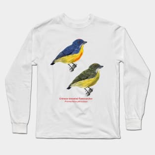 Crimson-breasted Flowerpecker | Prionochilus percussus ⚥ Long Sleeve T-Shirt